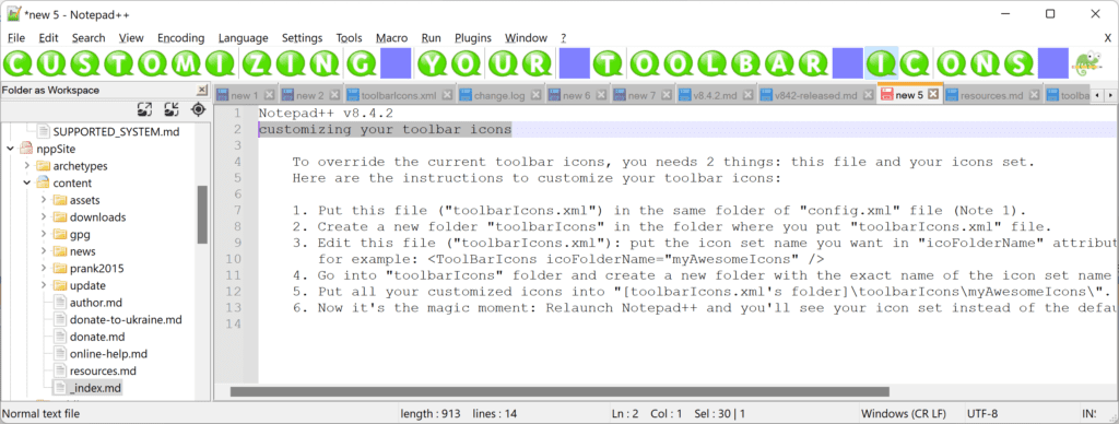 notepad++ menu