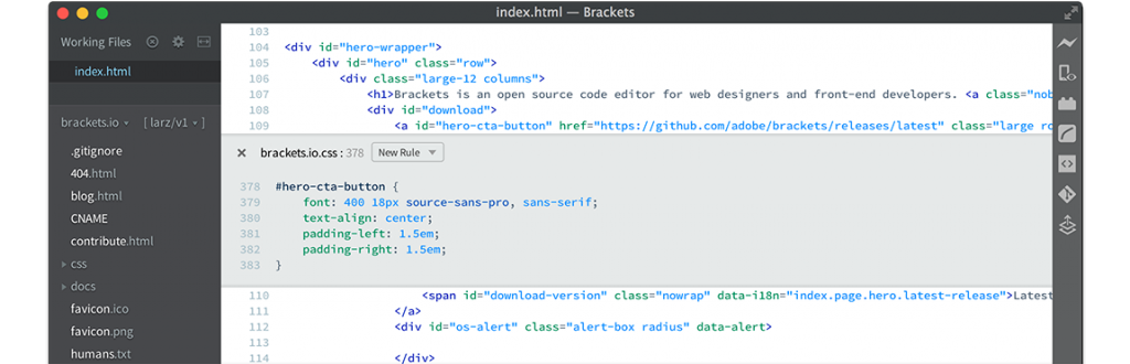 brackets Javascript IDE & javascript editors