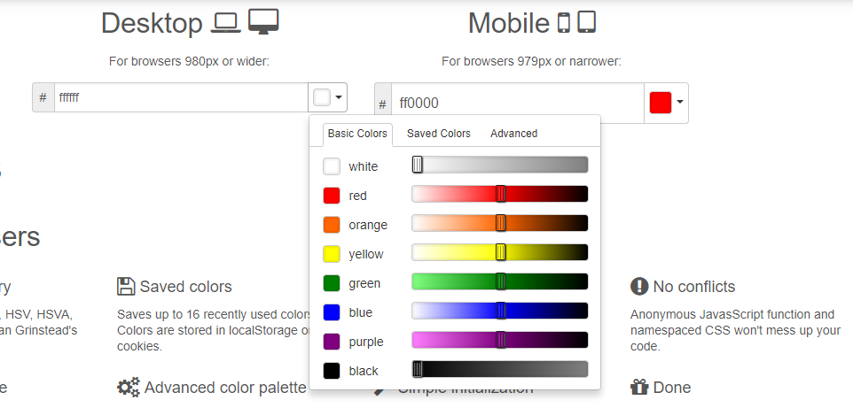 JS color picker libraries