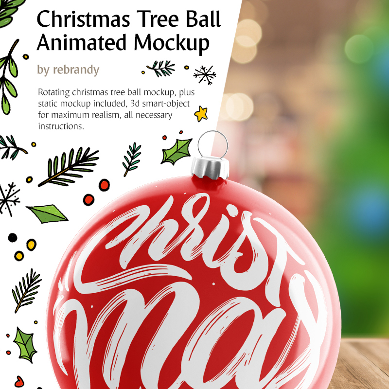 Christmas Tree Ball Animated Product Mockup