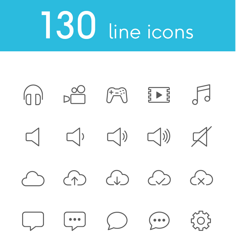 Vector Line Icons and Font Iconset Template