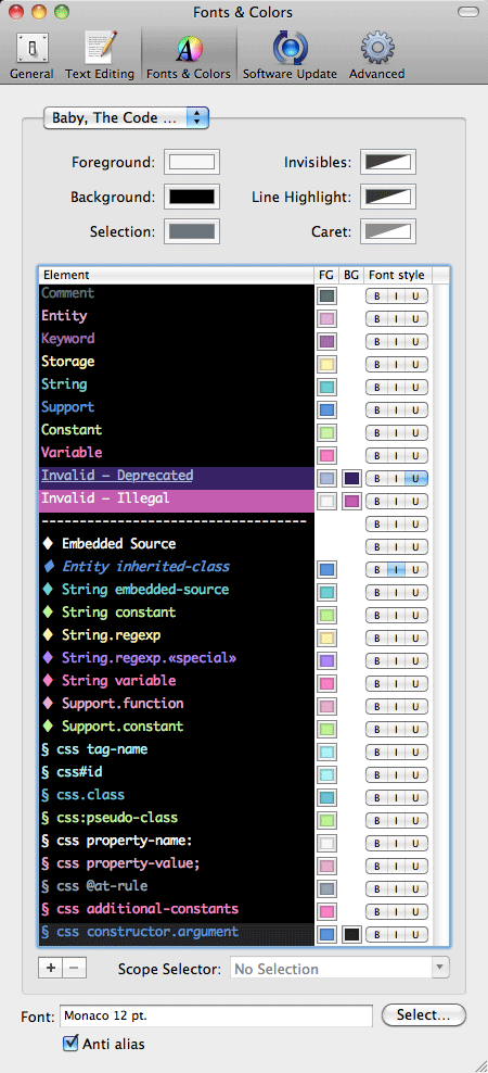 textmate theme