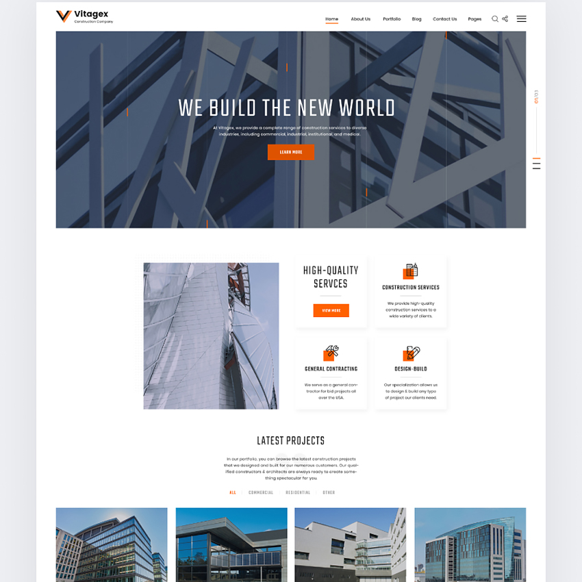 Vitagex Construction Company Website Template