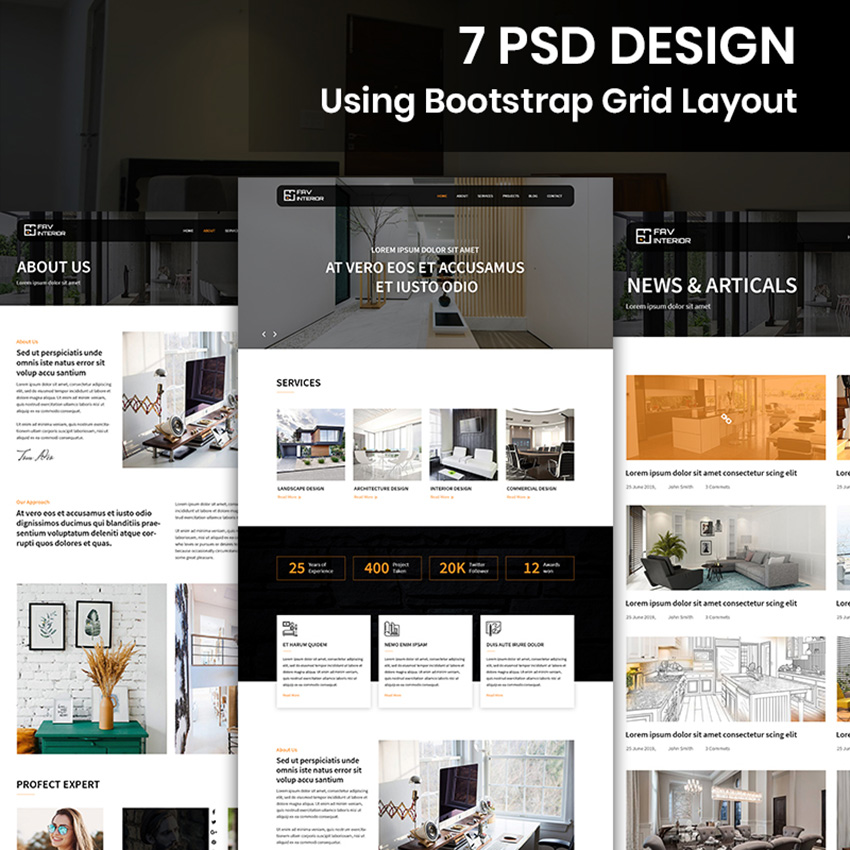 Fav Interior - Interior Design Company PSD Template