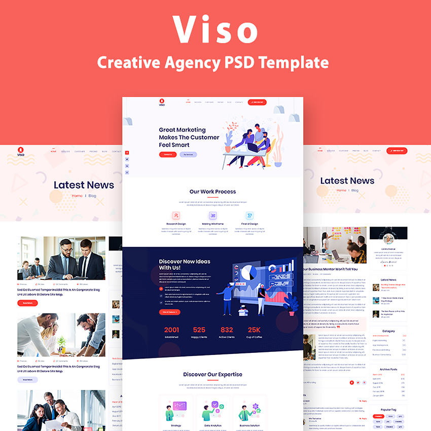 VISO - One Page Creative Agency PSD Template