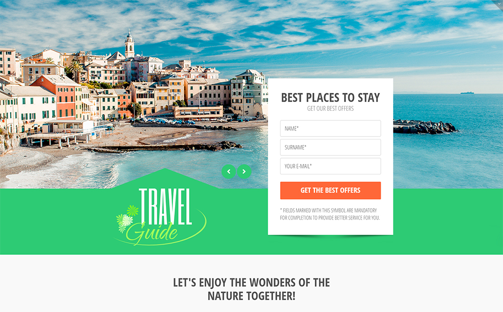 Travel Guide Landing Page HTML5 Template