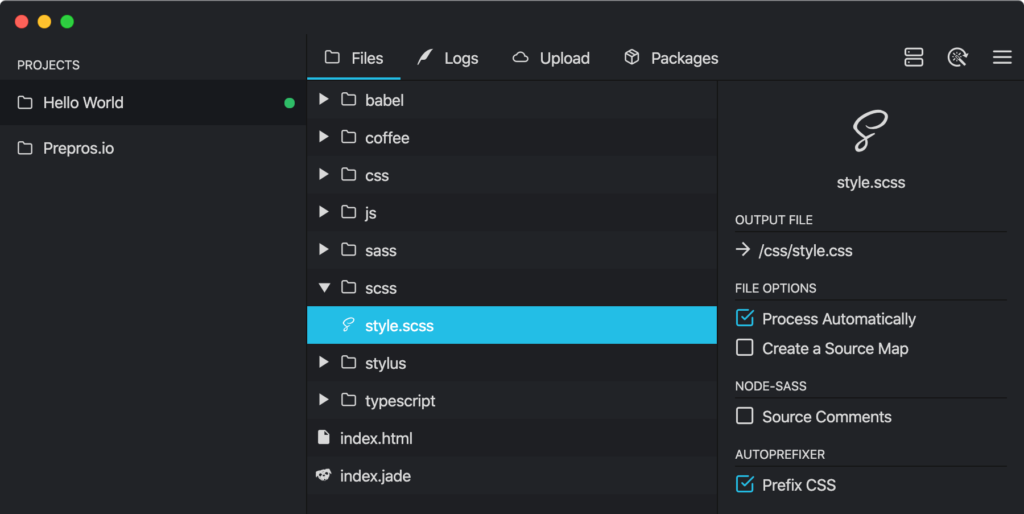  A screenshot of a code editor with the StyleScss plugin for compressing JavaScript files.