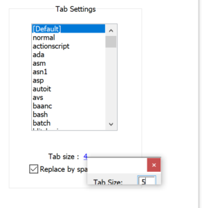 notepad++ shortcut multiple tab spaces